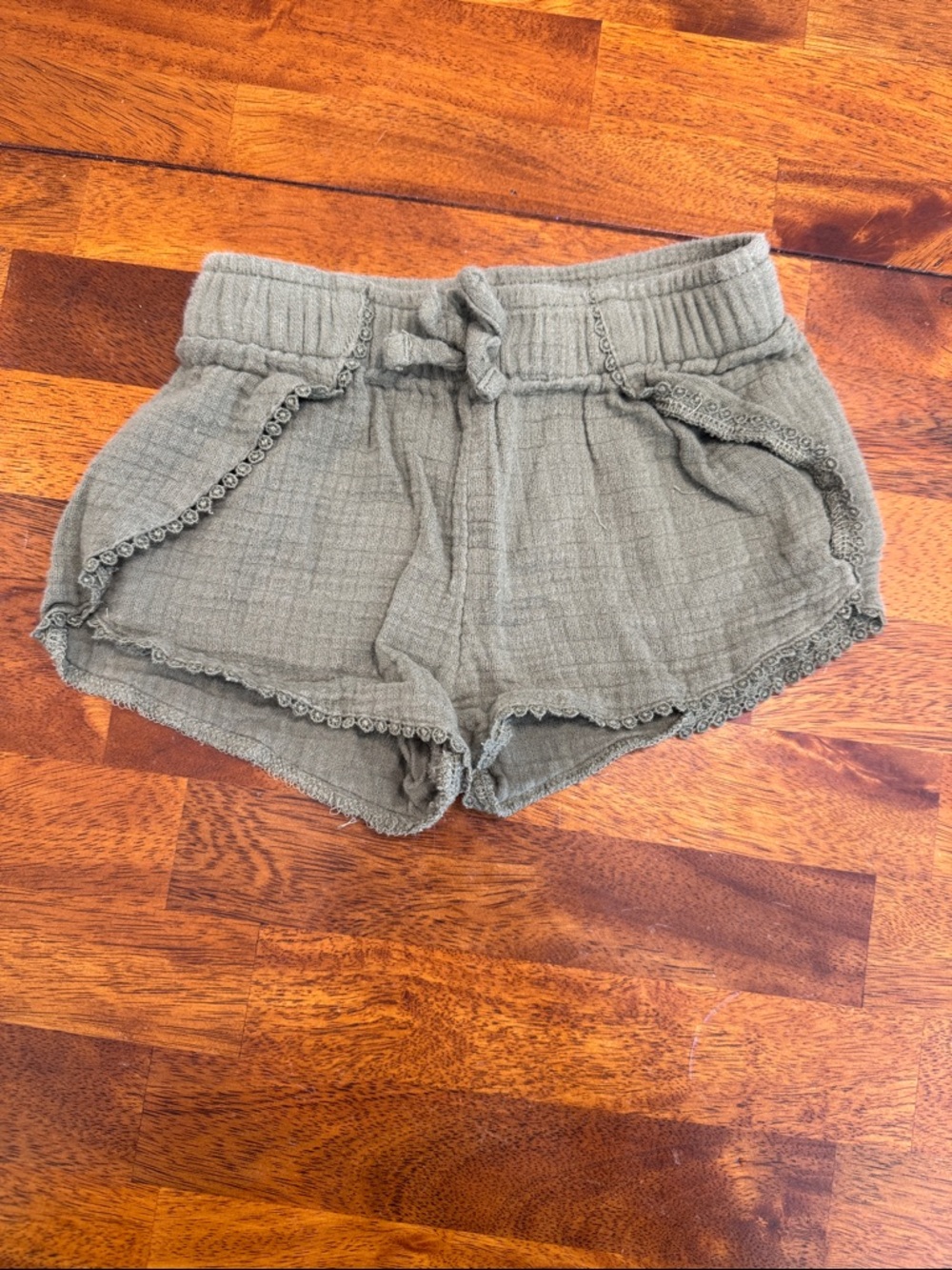 Old Navy Olive Drawstring Ruffle Trim Girls' Shorts